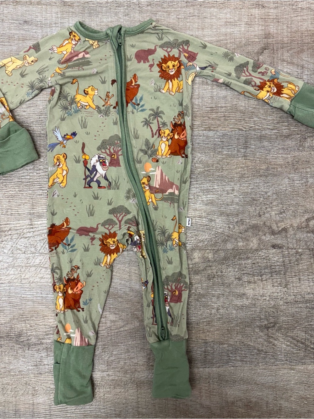 Little Sleepies Sage Green Lion King Zippy 3-6 months